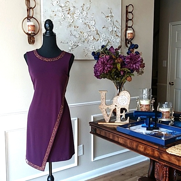 Calvin Klein Dresses & Skirts - Calvin Klein Purple Aubergine Embellished Cocktail Dress. Size 4